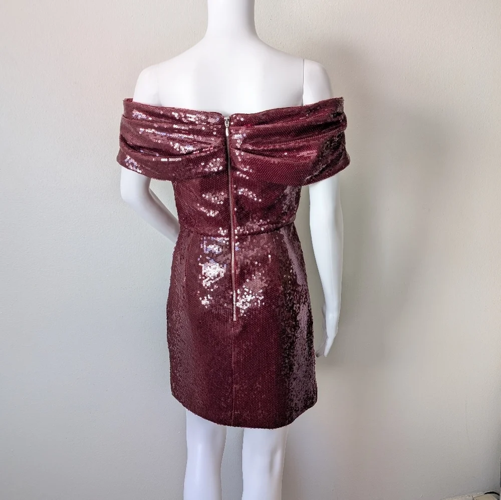 Rebecca Vallance X Nicky Hilton 4 Burgundy Sequin Mini Dress Celebrity formal